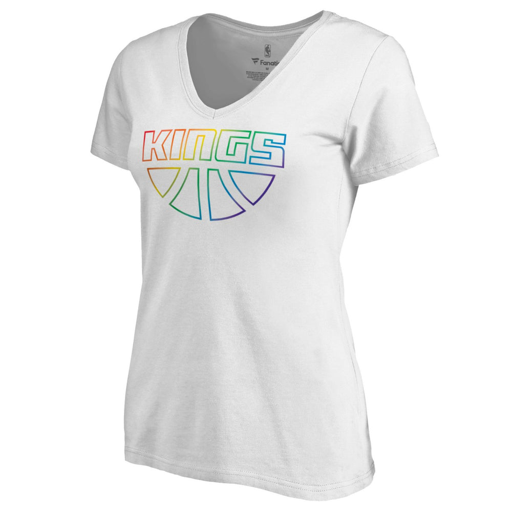 White Sacramento Kings Women's Team Pride Wordmark V-Neck T-Shirt | NBA