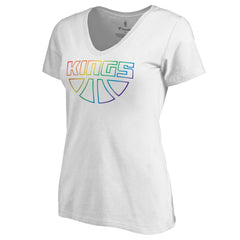 White Sacramento Kings Women's Team Pride Wordmark V-Neck T-Shirt | NBA
