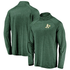 Athletics Fanatics Iconic Striated Primary Logo Raglan Quarter-Zip Pullover Jacket - MLB Jackets