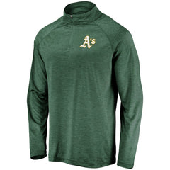Athletics Fanatics Iconic Striated Primary Logo Raglan Quarter-Zip Pullover Jacket - MLB Jackets