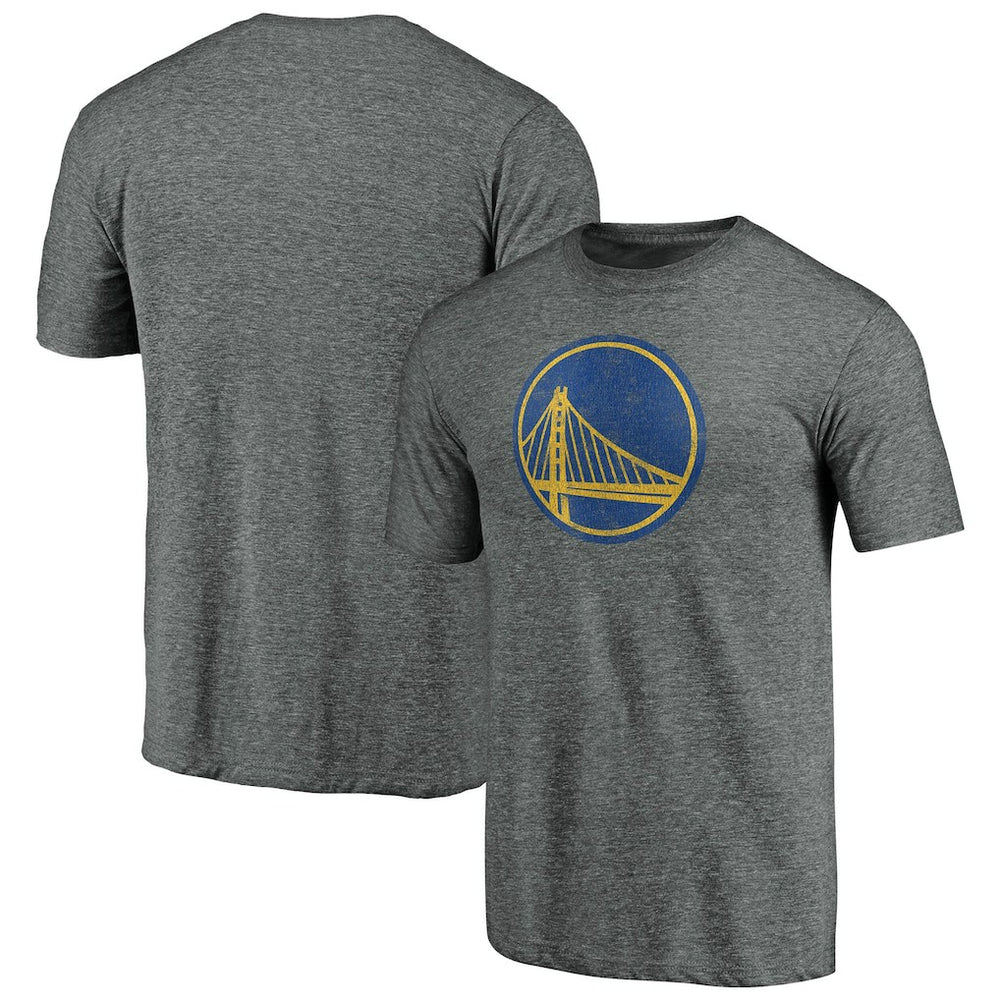 Gray Golden State Warriors Distressed Primary Logo Tri-Blend T-Shirt sale | NBA