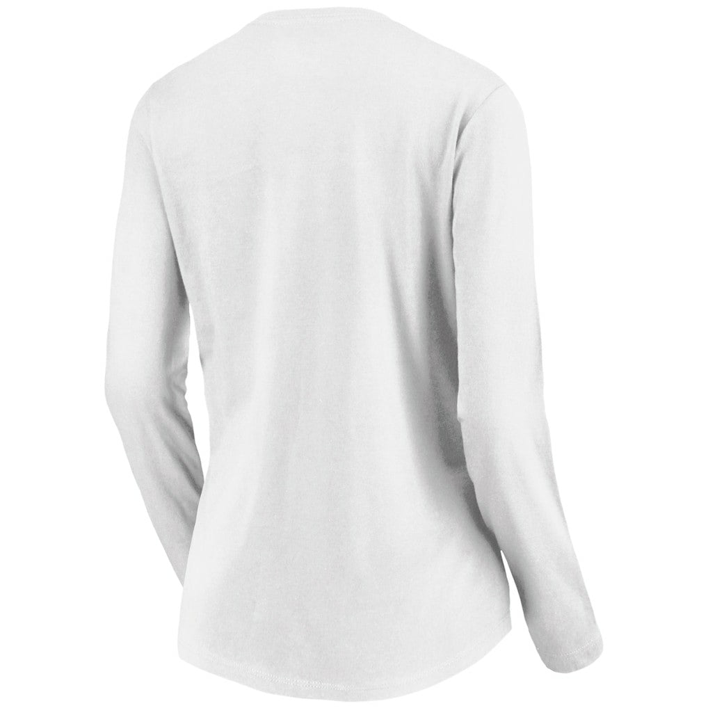 White Golden State Warriors Women's Primary Logo Long Sleeve V-Neck T-Shirt sale | NBA