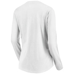 White Golden State Warriors Women's Primary Logo Long Sleeve V-Neck T-Shirt sale | NBA