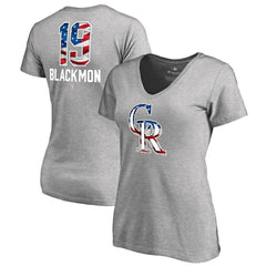 Charlie Blackmon Colorado Rockies Women's Banner Wave Name & Number V-Neck T-Shirt - MLB T-shirts