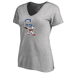 Charlie Blackmon Colorado Rockies Women's Banner Wave Name & Number V-Neck T-Shirt - MLB T-shirts