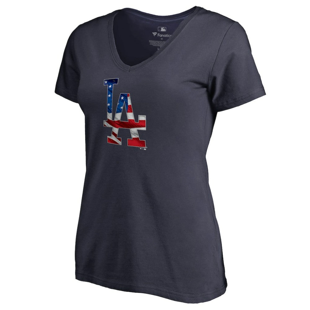 Clayton Kershaw Los Angeles Dodgers Women's Banner Wave Name & Number V-Neck T-Shirt - MLB T-shirts