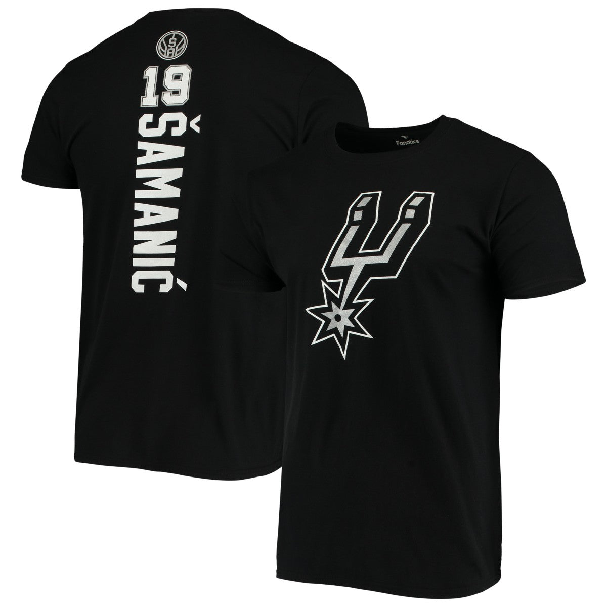 Black Luka Samanic San Antonio Spurs Playmaker Name & Number Logo T-Shirt | NBA