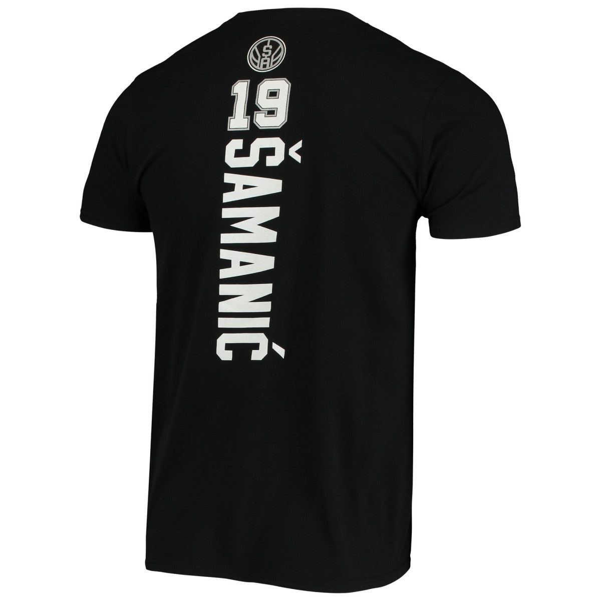 Black Luka Samanic San Antonio Spurs Playmaker Name & Number Logo T-Shirt | NBA