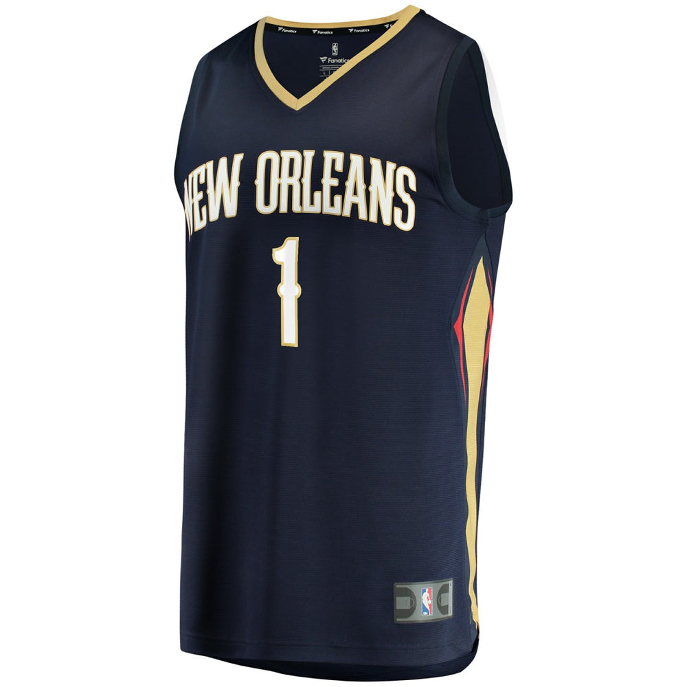 Icon Edition Zion Williamson New Orleans Pelicans Fast Break Replica Jersey Navy | NBA
