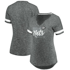 Gray/White Brooklyn Nets Women's Showtime Winning With Pride Notch Neck T-Shirt | NBA