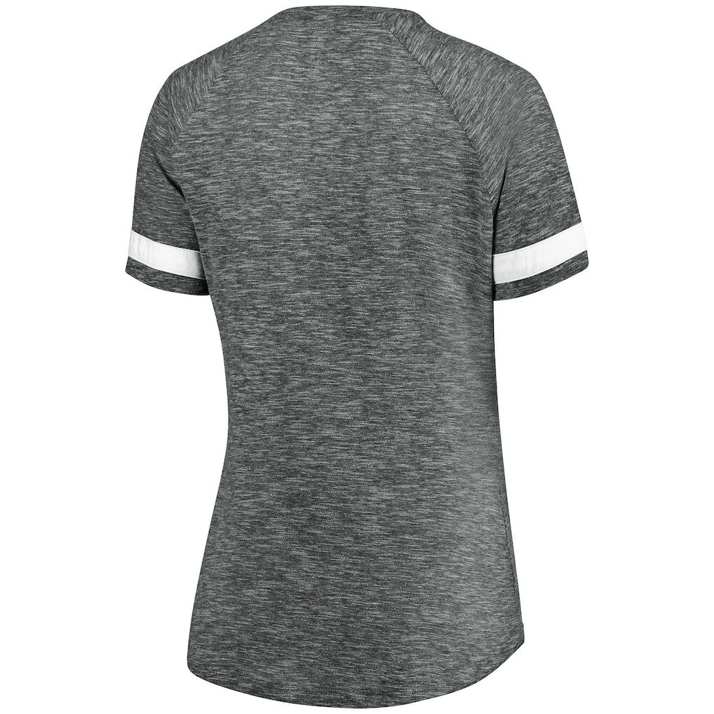 Gray/White Brooklyn Nets Women's Showtime Winning With Pride Notch Neck T-Shirt | NBA