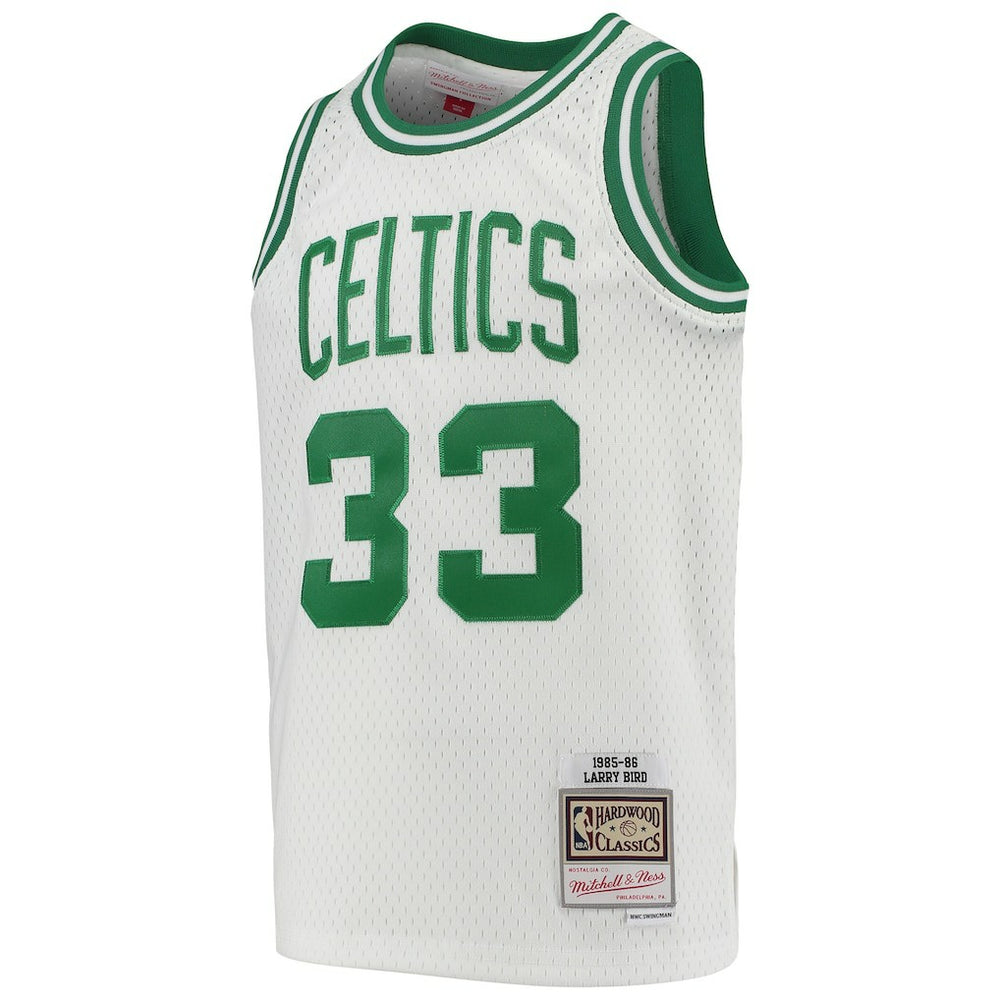 White Larry Bird Boston Celtics Youth 1985-86 Hardwood Classics Swingman Throwback Jersey | NBA