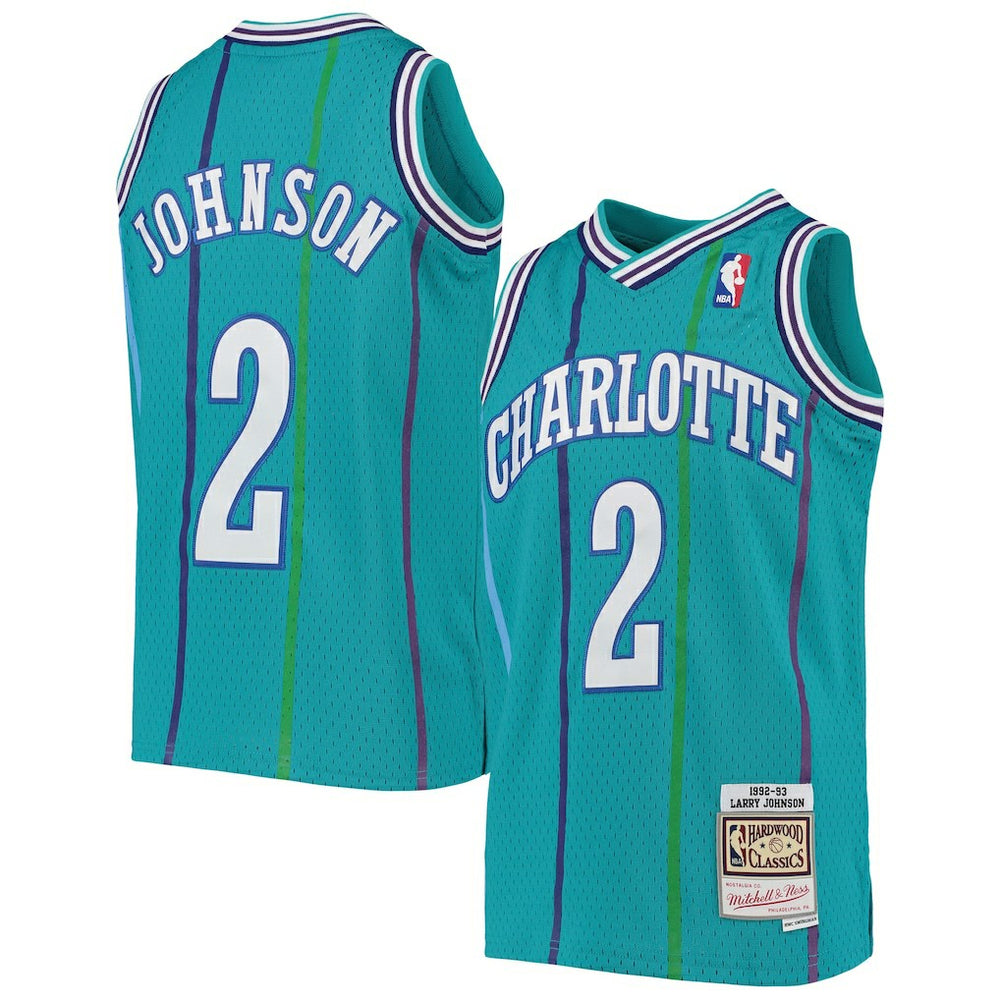 Teal Larry Johnson Charlotte Hornets Youth 1992/93 Hardwood Classics Swingman Jersey | NBA