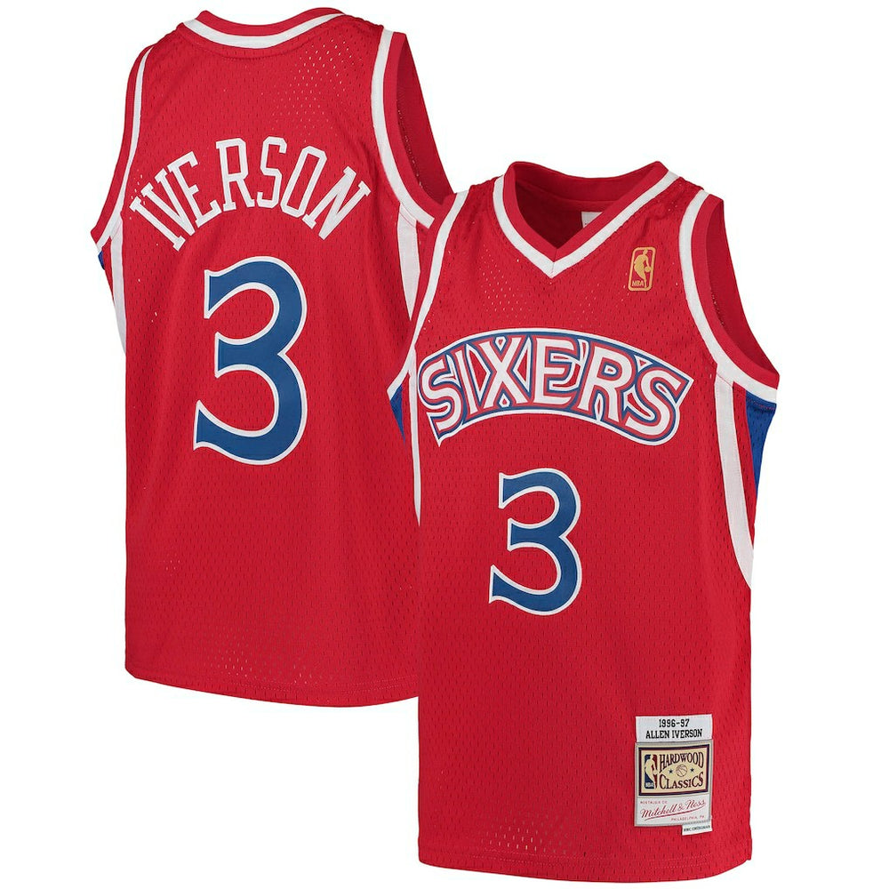 Red Allen Iverson Philadelphia 76ers Youth 1996/97 Hardwood Classics Swingman Throwback Jersey | NBA