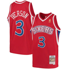 Red Allen Iverson Philadelphia 76ers Youth 1996/97 Hardwood Classics Swingman Throwback Jersey | NBA