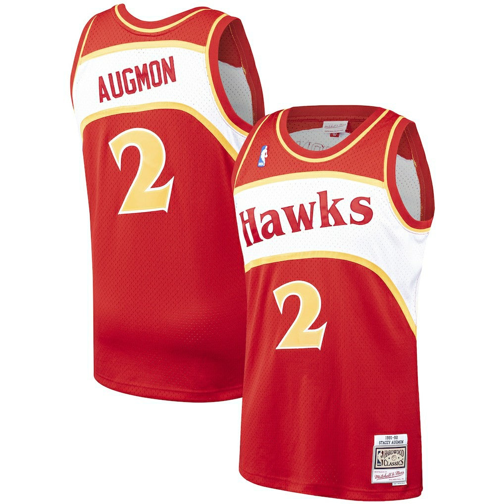 Red Stacey Augmon Atlanta Hawks 1991/92 Hardwood Classics Swingman Jersey | NBA