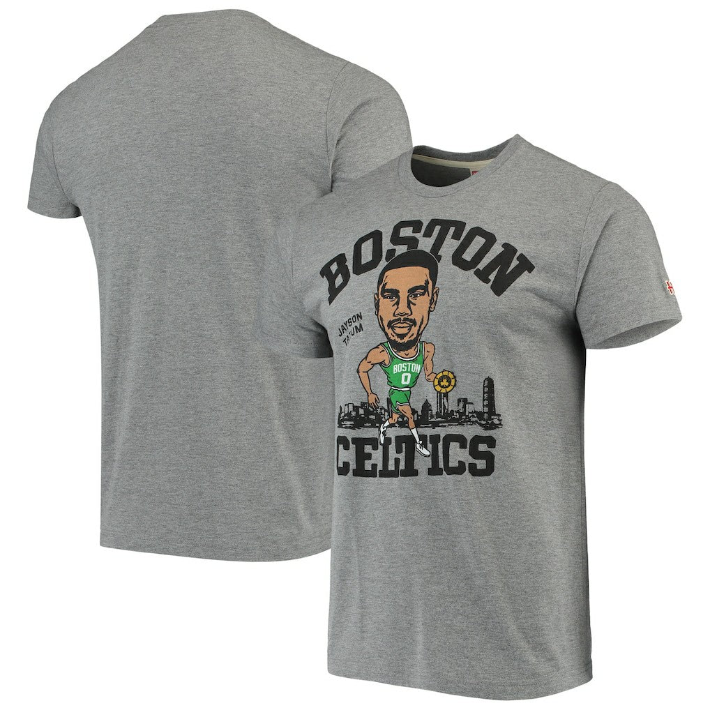 Gray Jayson Tatum Boston Celtics Caricature Tri-Blend T-Shirt | NBA