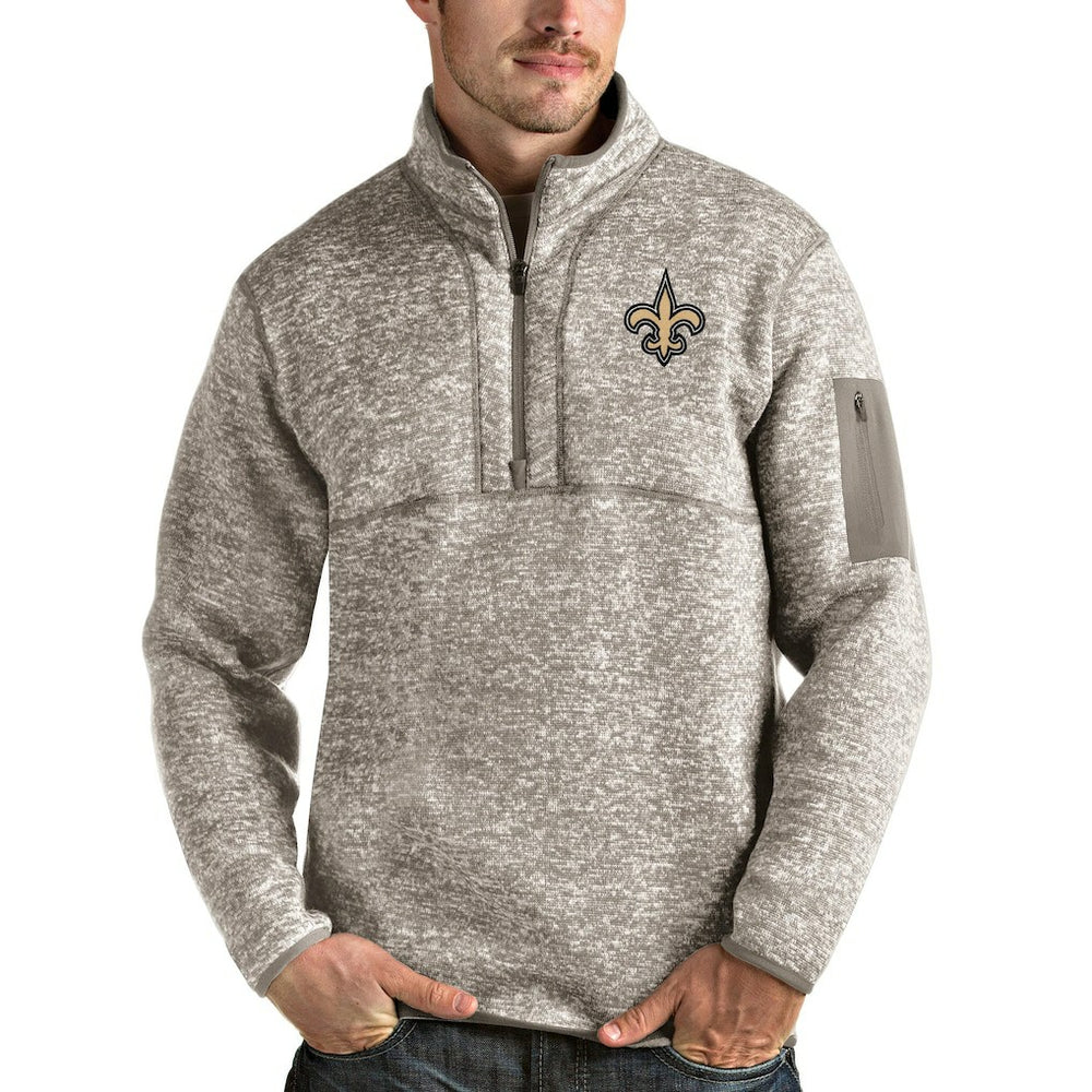 New Orleans Saints Antigua Fortune Quarter-Zip Pullover Jacket | NFL Sale
