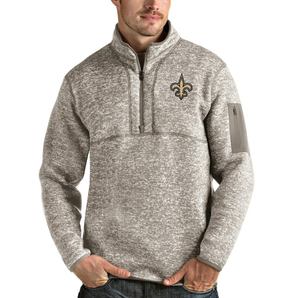New Orleans Saints Antigua Fortune Quarter-Zip Pullover Jacket | NFL Sale