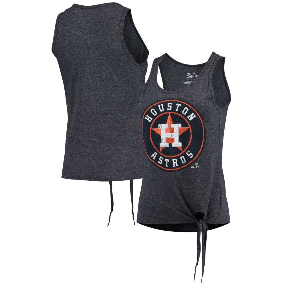 Houston Astros Majestic Threads Women's Scoop Neck Racerback Side Tie Tri-Blend Tank Top - MLB Tanks