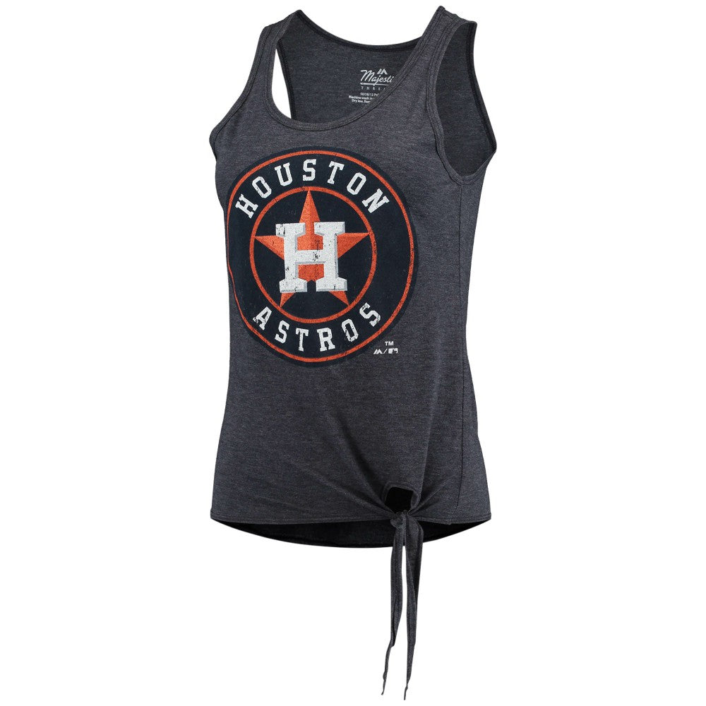 Houston Astros Majestic Threads Women's Scoop Neck Racerback Side Tie Tri-Blend Tank Top - MLB Tanks