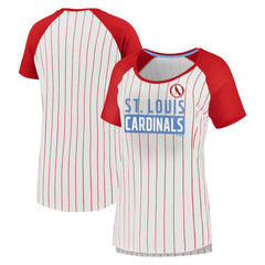 St. Louis Cardinals Fanatics Women's Cooperstown Collection Iconic Pinstripe Raglan Scoop Neck T-Shirt - MLB T-shirts