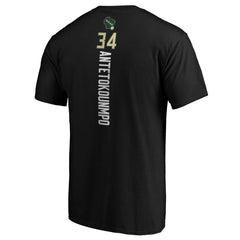 Black Giannis Antetokounmpo Milwaukee Bucks Team Playmaker Name & Number T-Shirt | NBA