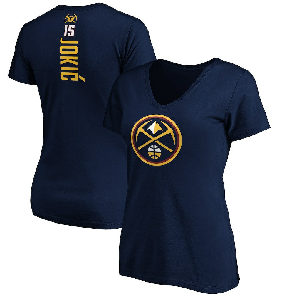 Navy Nikola Jokic Denver Nuggets Women's Playmaker Name & Number V-Neck T-Shirt sale | NBA