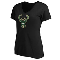 Black Giannis Antetokounmpo Milwaukee Bucks Women's Playmaker Name & Number V-Neck T-Shirt | NBA