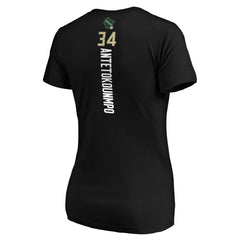 Black Giannis Antetokounmpo Milwaukee Bucks Women's Playmaker Name & Number V-Neck T-Shirt | NBA