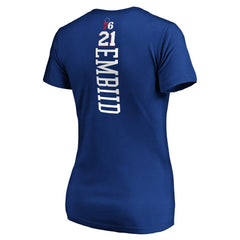 Royal Joel Embiid Philadelphia 76ers Women's Playmaker Name & Number V-Neck T-Shirt | NBA