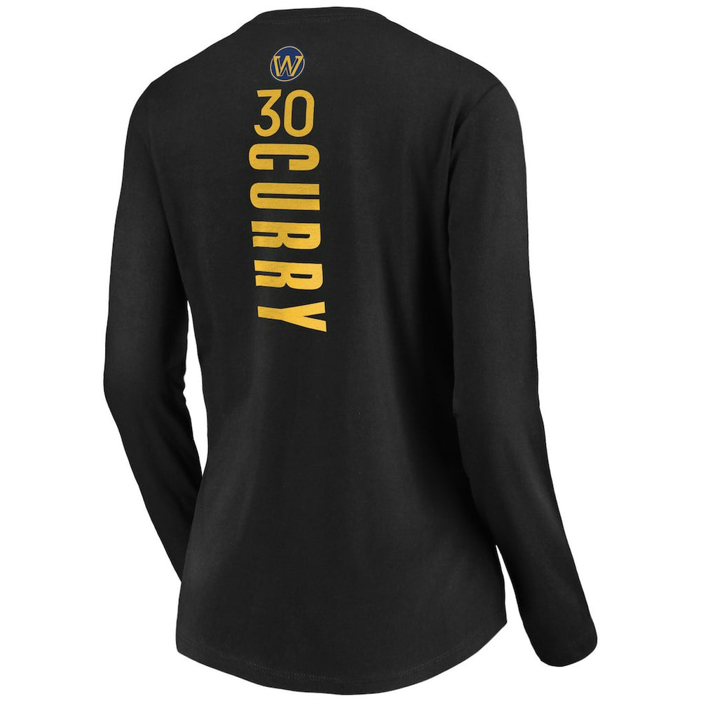 Black Stephen Curry Golden State Warriors Women's Playmaker Name & Number Long Sleeve V-Neck T-Shirt sale | NBA