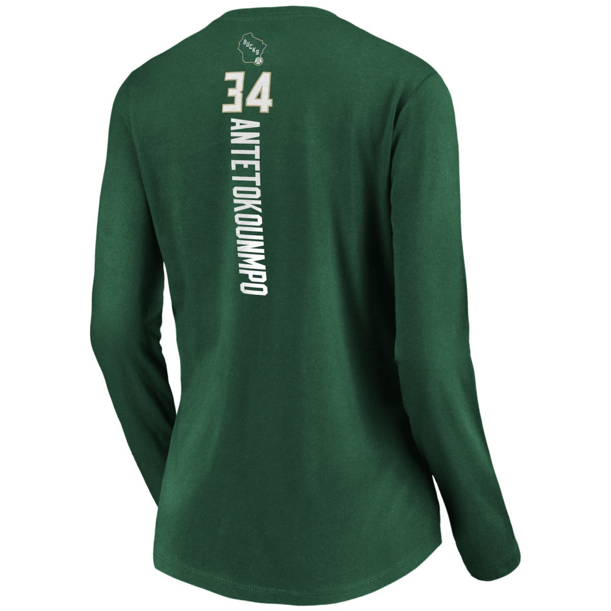 Green Giannis Antetokounmpo Milwaukee Bucks Women's Playmaker Name & Number Long Sleeve V-Neck T-Shirt | NBA