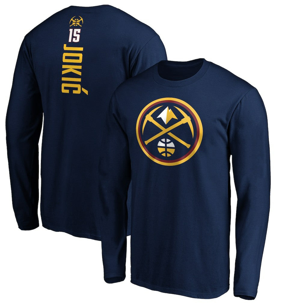 Navy Nikola Jokic Denver Nuggets Playmaker Name & Number Long Sleeve T-Shirt sale | NBA