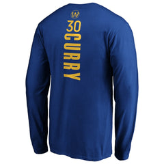 Royal Stephen Curry Golden State Warriors Playmaker Name & Number Long Sleeve T-Shirt sale | NBA