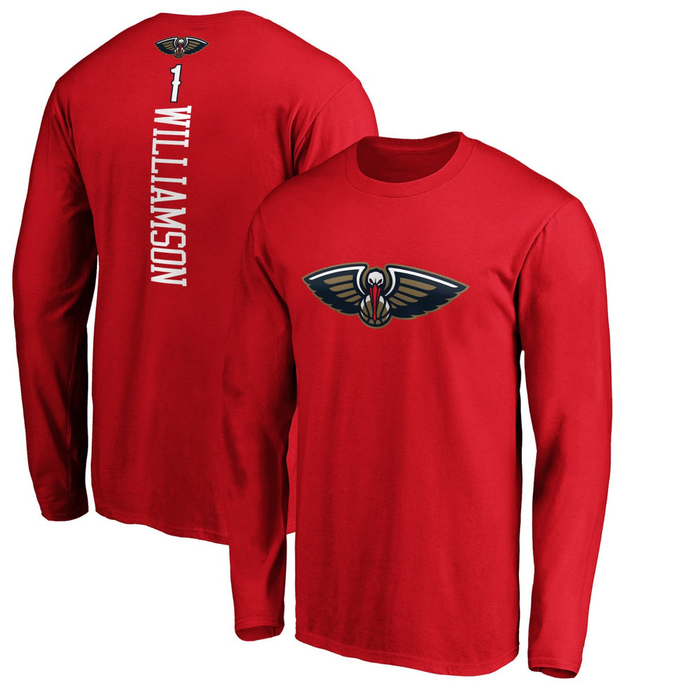 Red Zion Williamson New Orleans Pelicans Playmaker Name & Number Long Sleeve T-Shirt | NBA