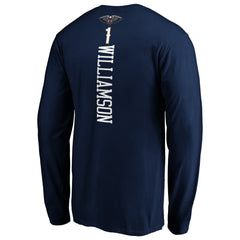 Navy Zion Williamson New Orleans Pelicans Playmaker Name & Number Long Sleeve T-Shirt | NBA