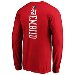 Red Joel Embiid Philadelphia 76ers Playmaker Name & Number Long Sleeve T-Shirt | NBA