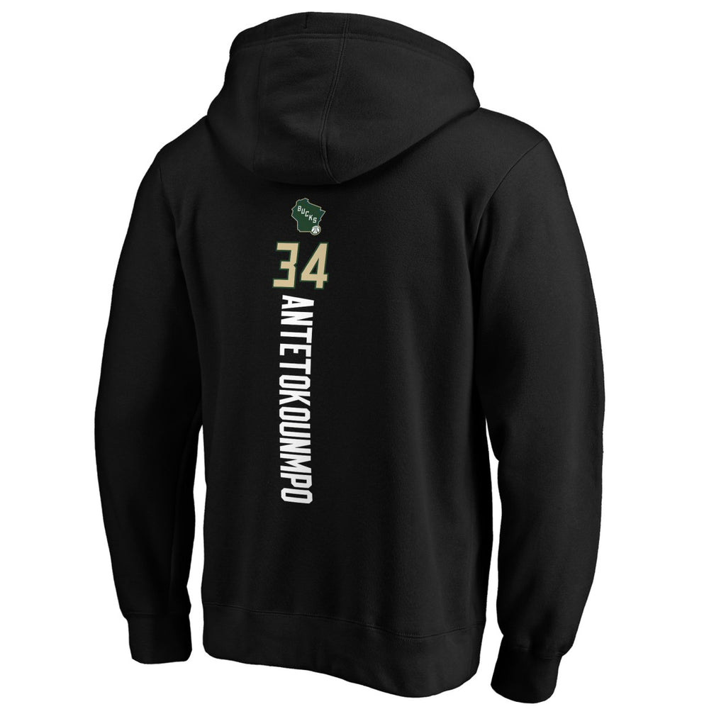 Black Giannis Antetokounmpo Milwaukee Bucks Playmaker Name & Number Pullover Hoodie | NBA