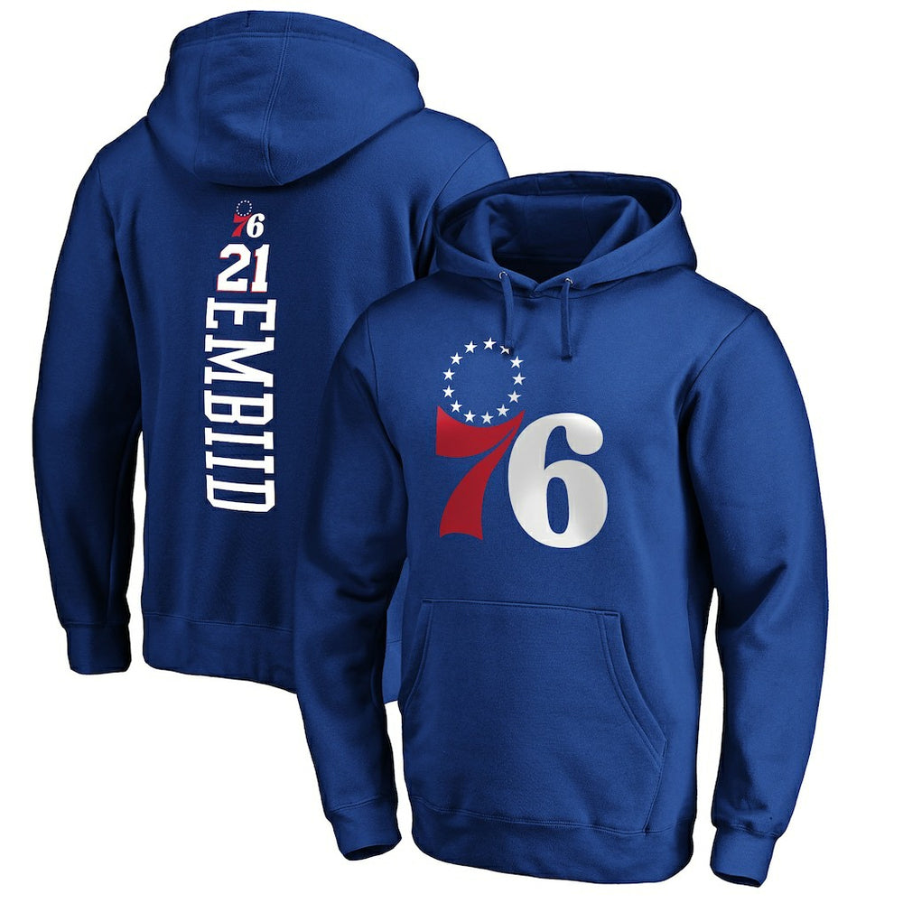 Royal Joel Embiid Philadelphia 76ers Playmaker Name & Number Pullover Hoodie | NBA