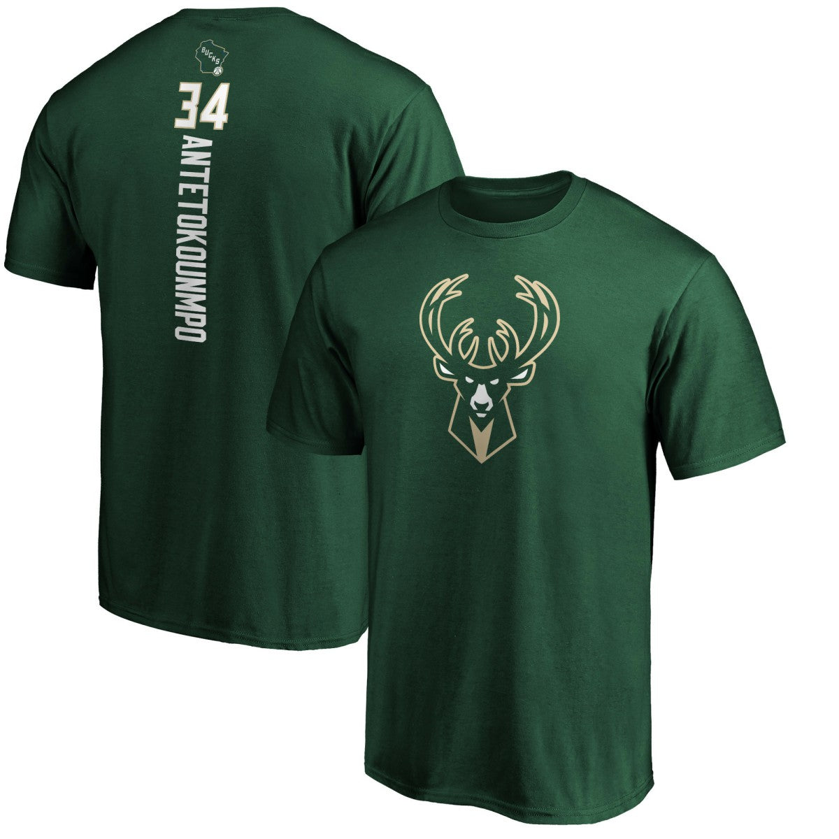 Hunter Green Giannis Antetokounmpo Milwaukee Bucks Playmaker Name & Number T-Shirt | NBA