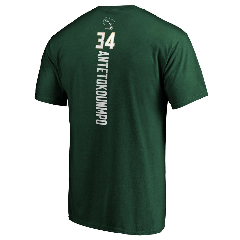 Hunter Green Giannis Antetokounmpo Milwaukee Bucks Playmaker Name & Number T-Shirt | NBA