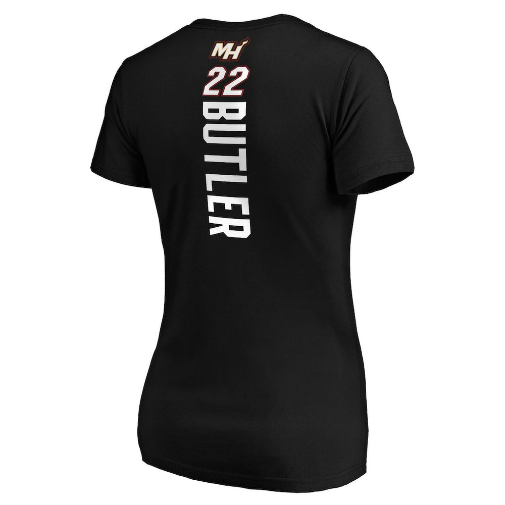 Black Jimmy Butler Miami Heat Women's Playmaker Logo Name & Number V-Neck T-Shirt | NBA