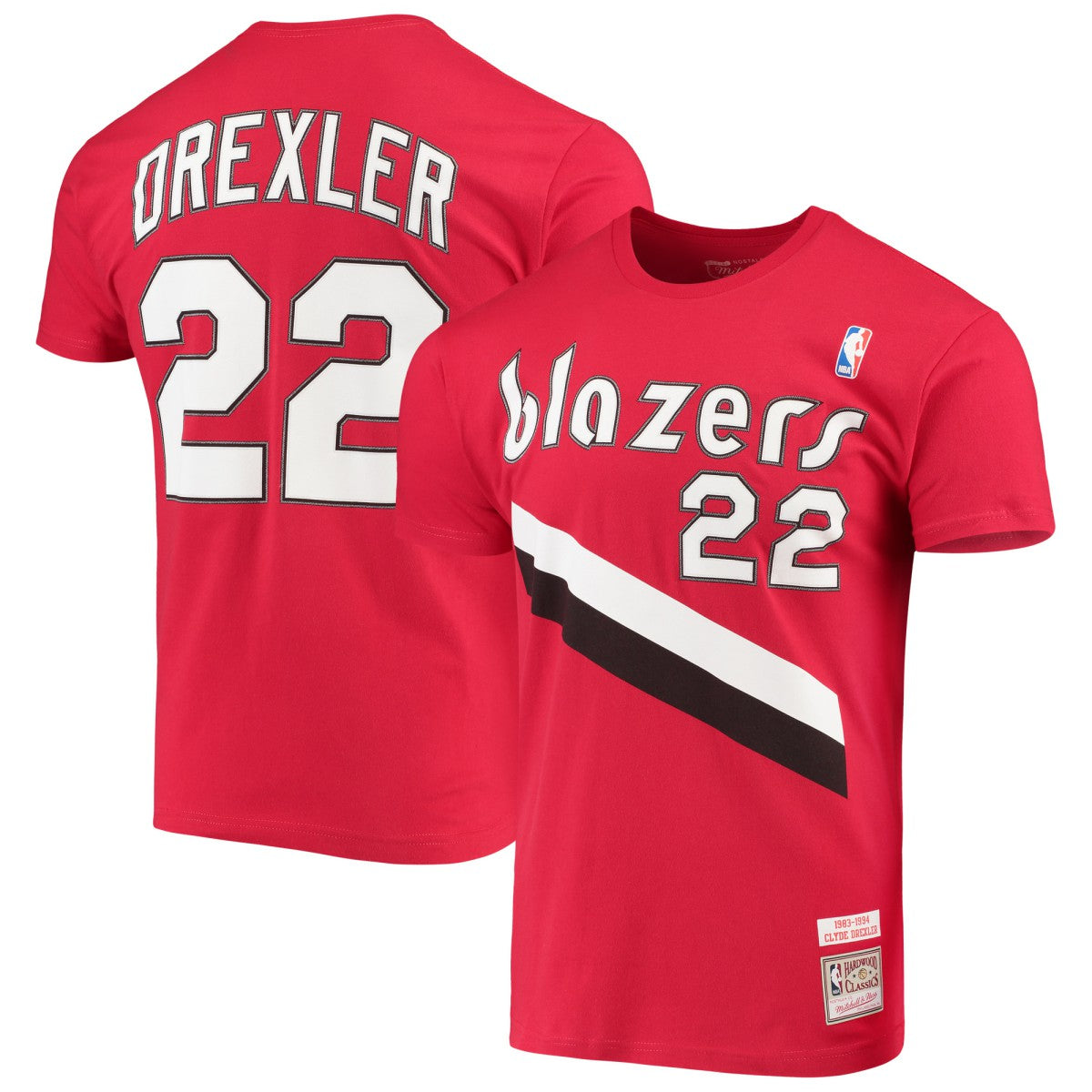 Red Clyde Drexler Portland Trail Blazers Hardwood Classics Player Name & Number T-Shirt | NBA