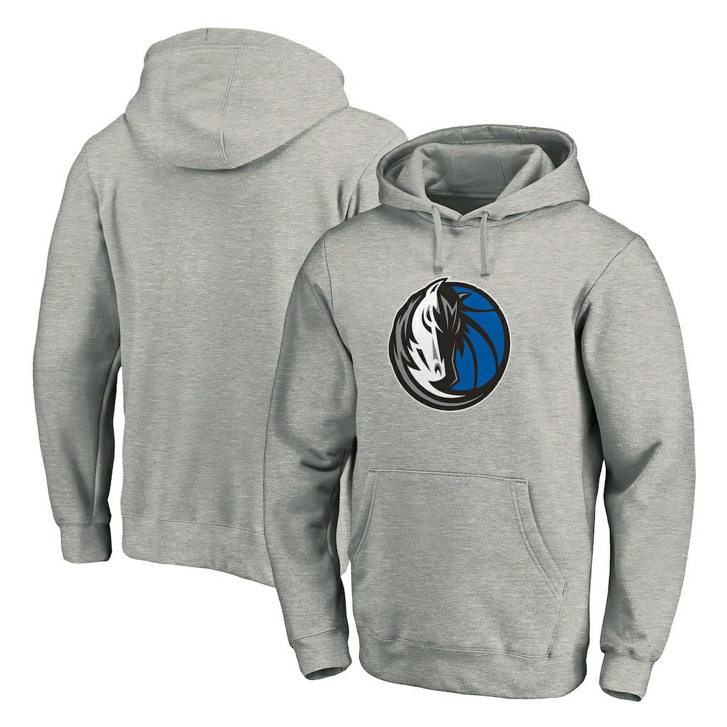 Heather Gray Dallas Mavericks Team Primary Logo Fitted Pullover Hoodie sale | NBA