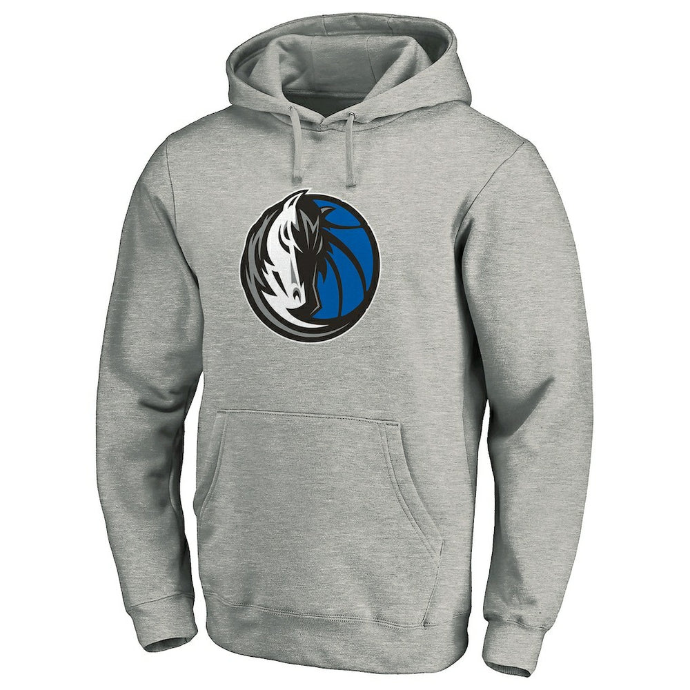 Heather Gray Dallas Mavericks Team Primary Logo Fitted Pullover Hoodie sale | NBA