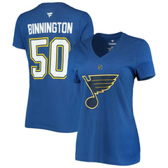 Jordan Binnington St. Louis Blues Fanatics Women's Authentic Stack Name & Number V-Neck T-Shirt -  NHL T-shirts