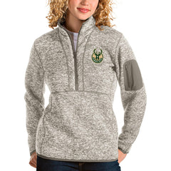 Natural Milwaukee Bucks Antigua Women's Fortune Quarter-Zip Pullover Jacket | NBA