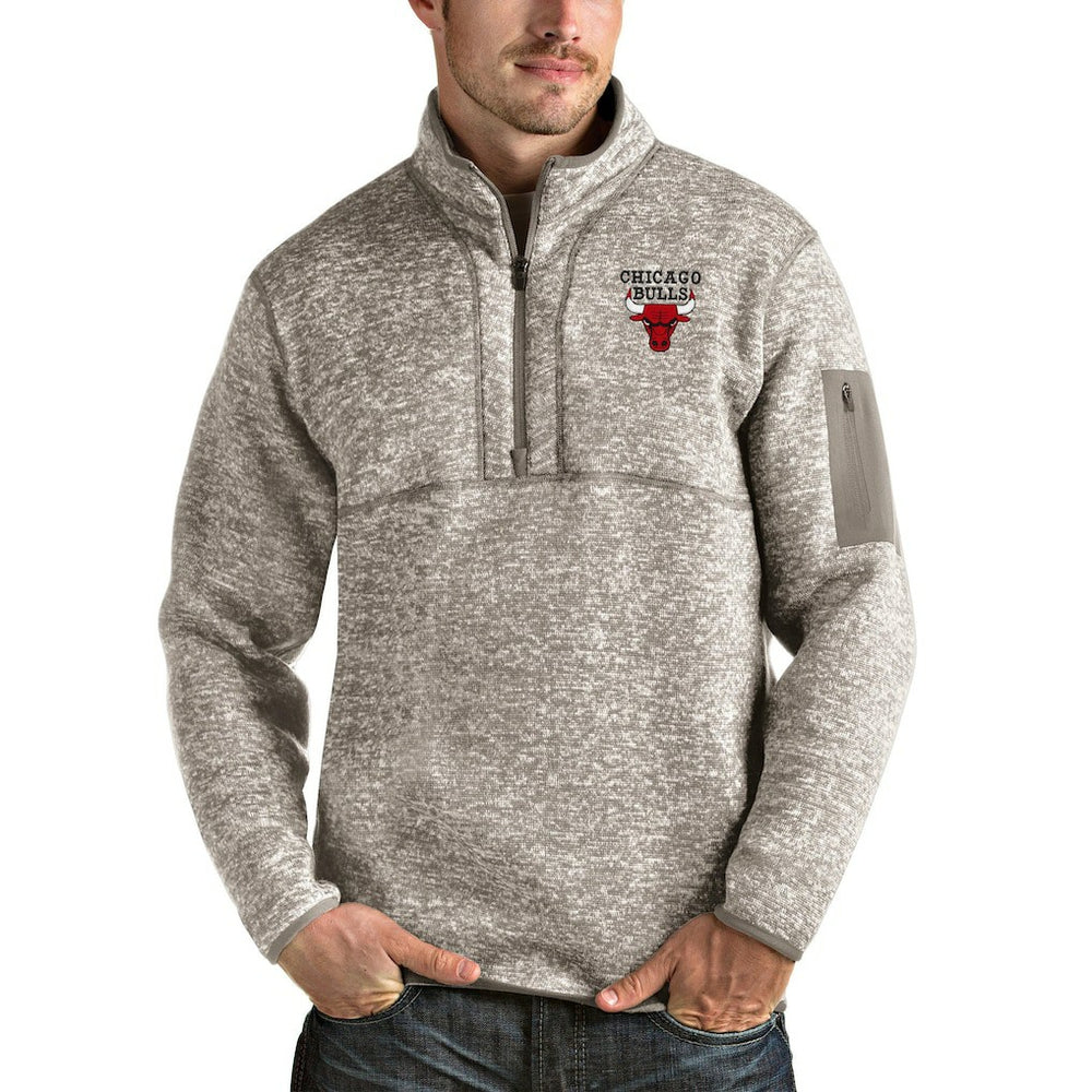 Natural Chicago Bulls Antigua Fortune Quarter-Zip Pullover Jacket | NBA
