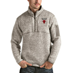 Natural Chicago Bulls Antigua Fortune Quarter-Zip Pullover Jacket | NBA